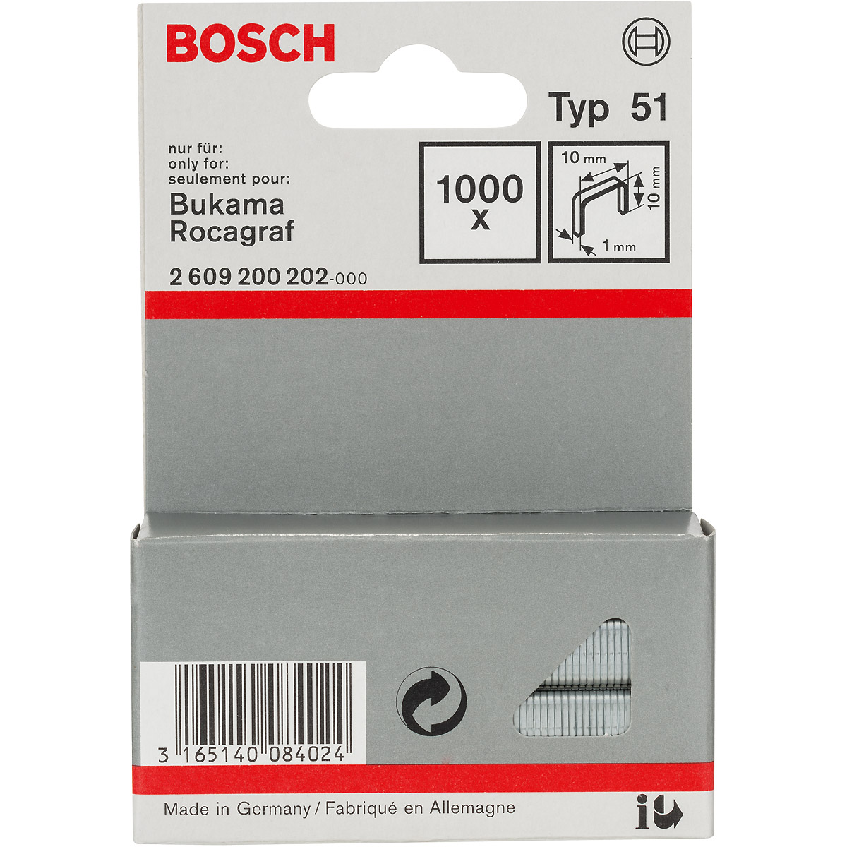 Bosch Flachdrahtklammer Typ 51, 10 x 1 x 10mm