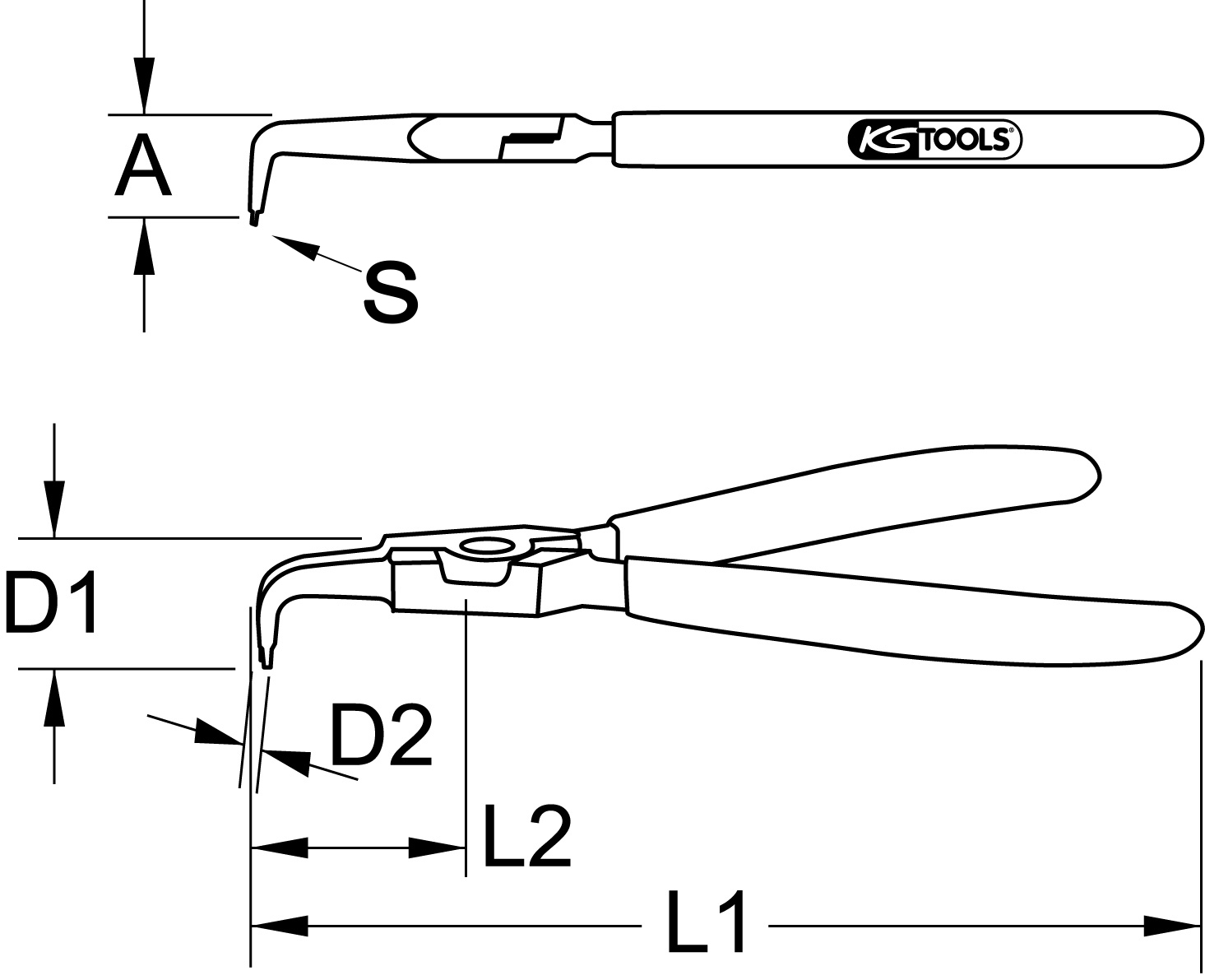 KS Tools Innen-Sicherungszange, abgewinkelt