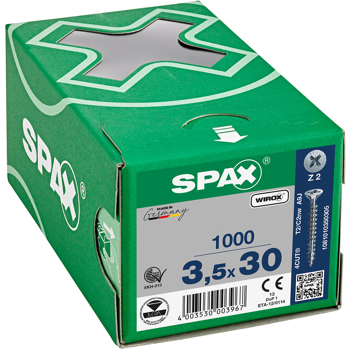 SPAX Senkmultikopf Bremsrippen Kreuzschlitz Z2 Vollgewinde WIROX, 1000 Stück