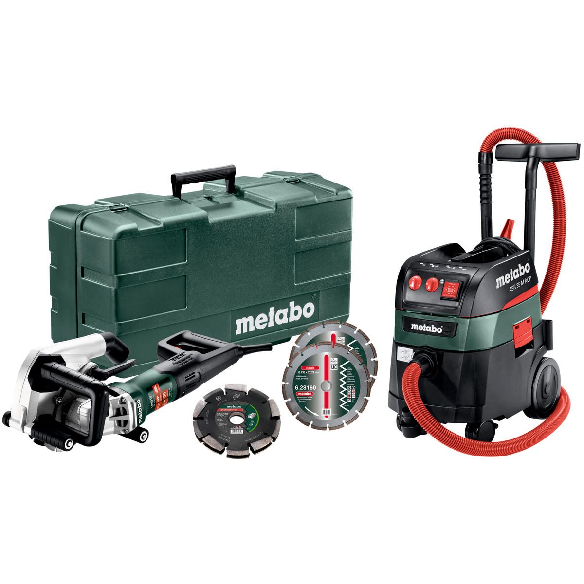 Metabo Set Mauernutfräse MFE 40 + Allessauger ASR 35 M ACP mit 20 mm Diamantfrässcheibe 2 UP und 2 D