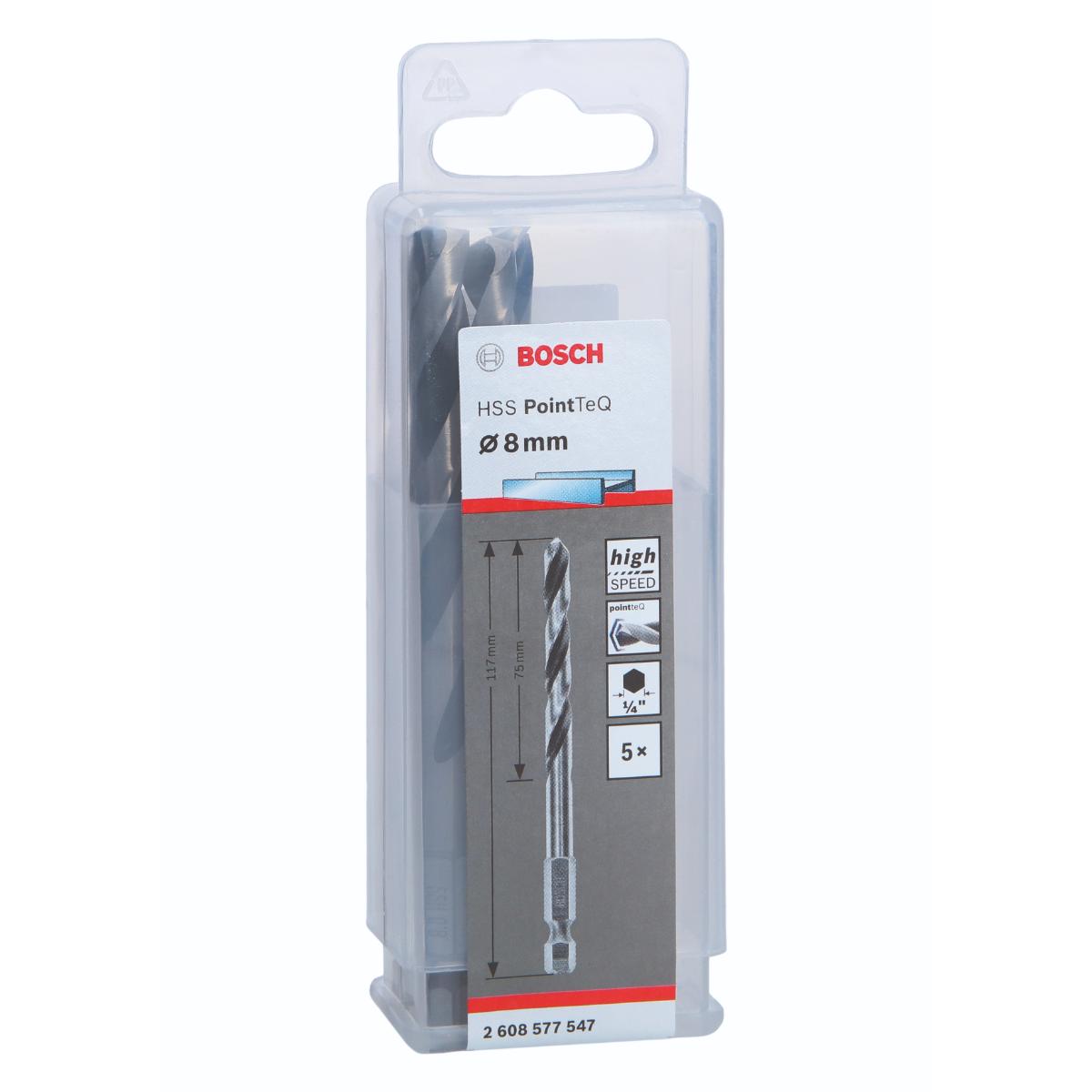 Bosch HSS PointTeQ Sechskantbohrer 8,0 mm, 5-tlg.