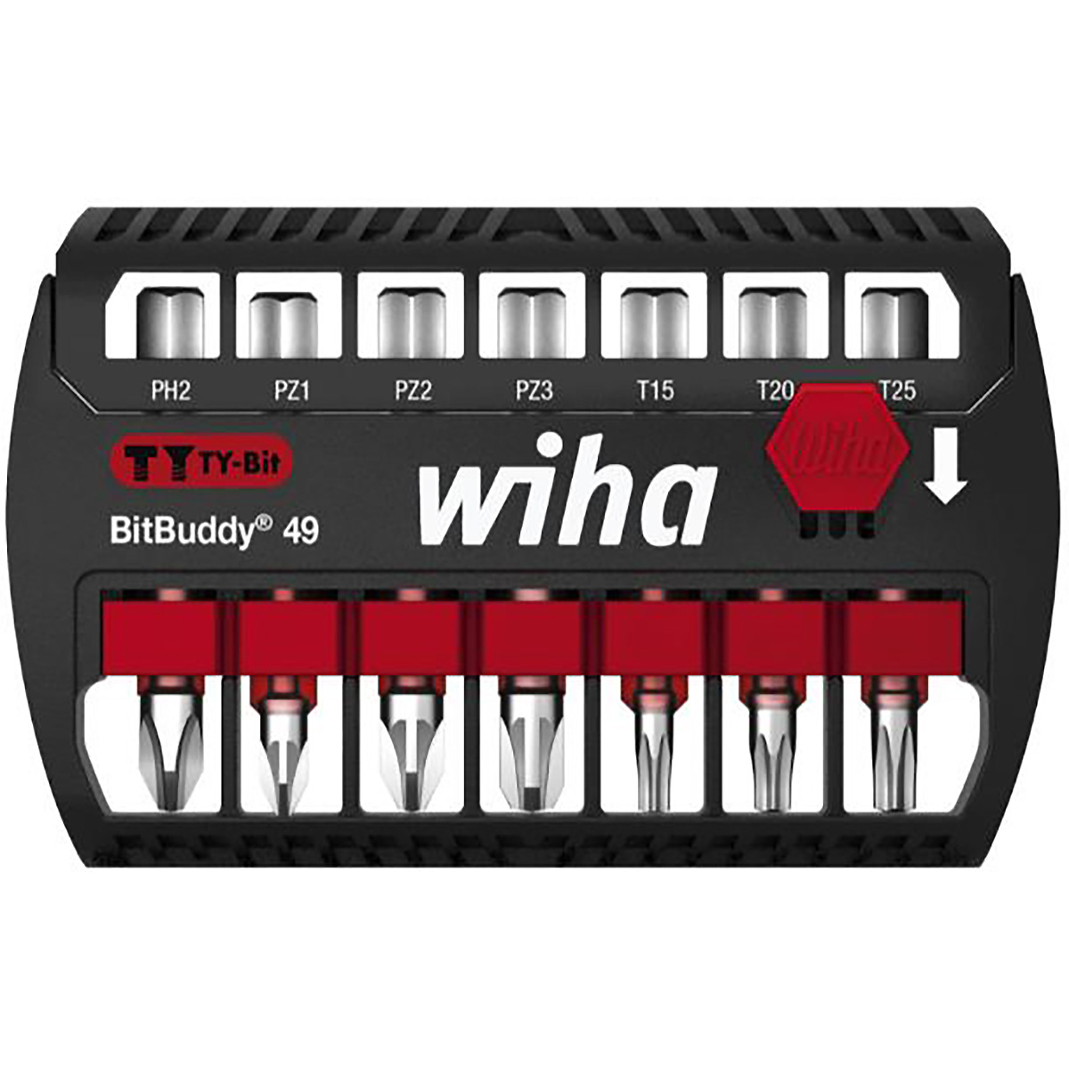Wiha Bit Set BitBuddy TY-Bit 49 mm Phillips, Pozidriv, TORX 7-teilges Set 1/4 zoll E6,3