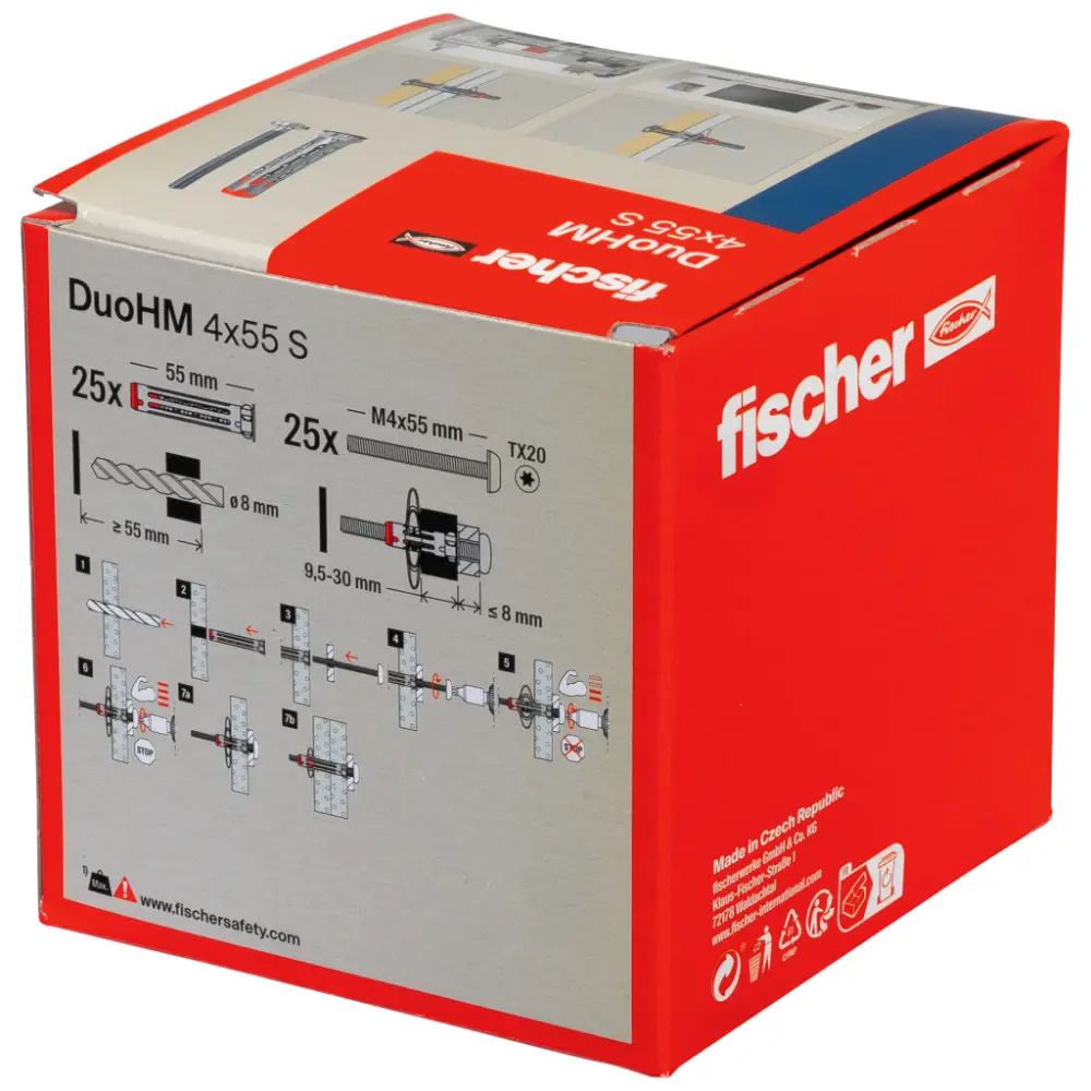Fischer Hohlraumdübel DuoHM 4x55 S PH TX mit Panhead-Schraube, TX-Antrieb