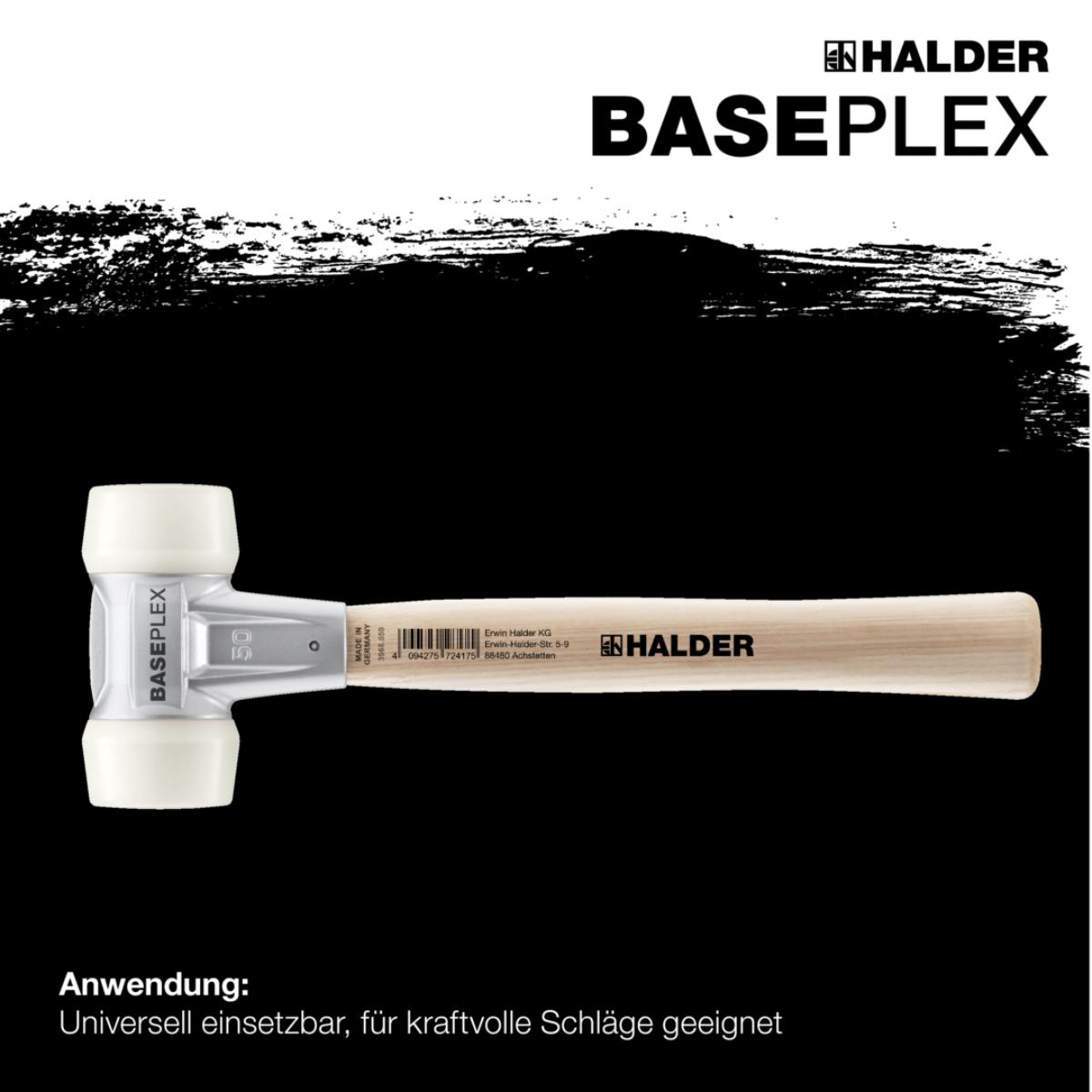 HALDER BASEPLEX - Schonhammer mit Zinkdruckguss - Gehäuse und Holzstiel, Nylon