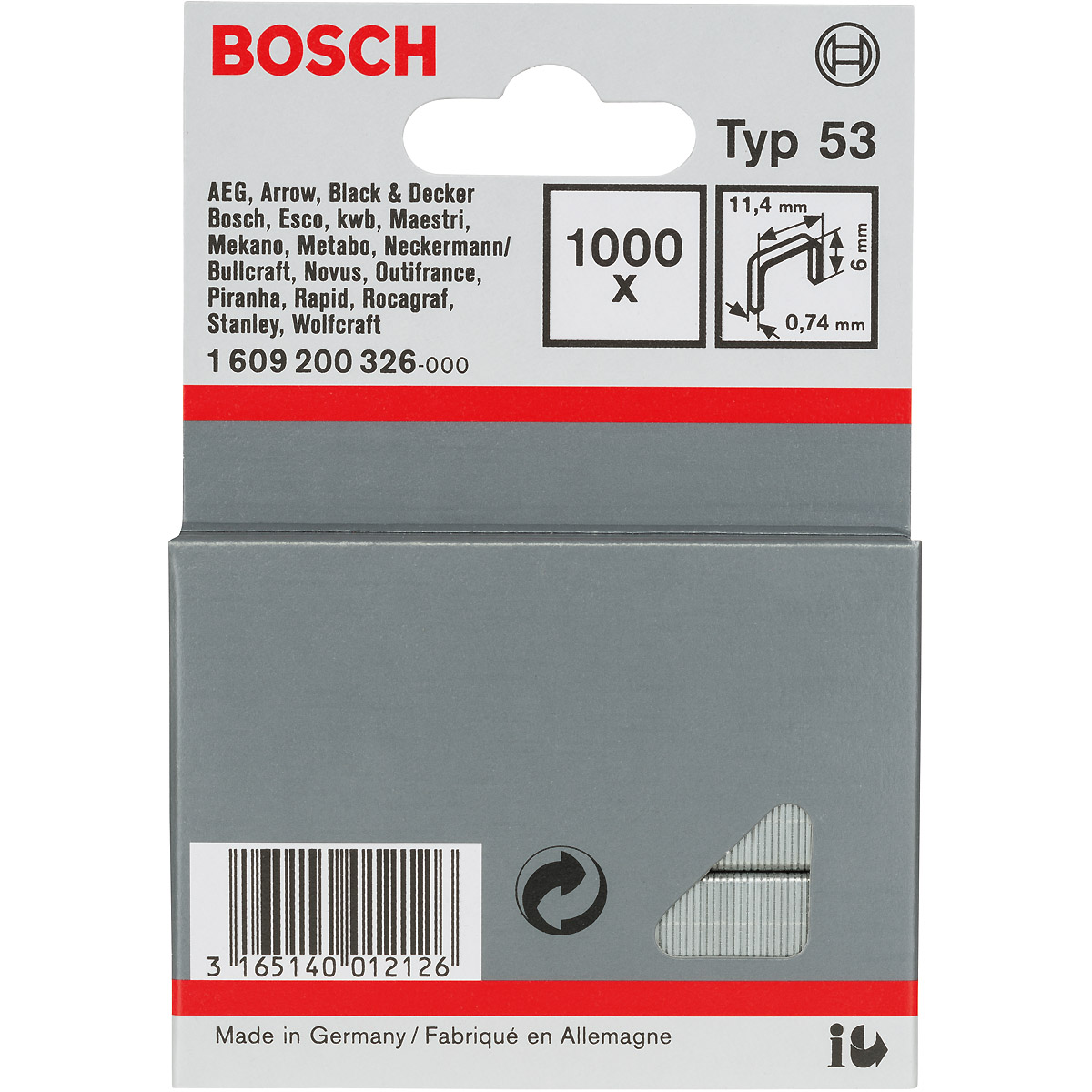 Bosch Feindrahtklammer Typ 53, 11,4mm breit