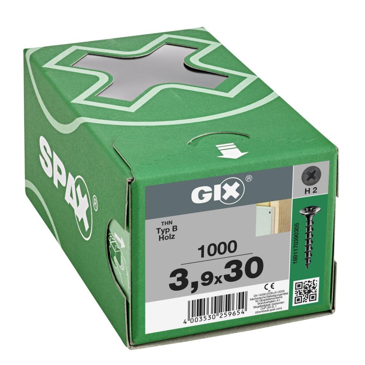 SPAX GIX-B Trompetenkopf H2 Grobgewinde phosphatiert, 1000 Stück