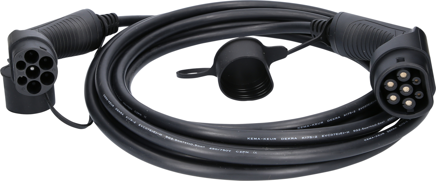 efuturo Ladekabel gerade, Typ 2 auf Typ 2 Stecker, 3 Phasen, bis zu 11 kW, 16 A, 400 V, Mode 3, 8m