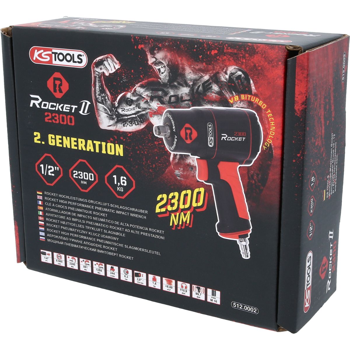 KS Tools 1/2 Zoll ROCKET II Hochleistungs-Druckluft-Schlagschrauber 2.300 Nm