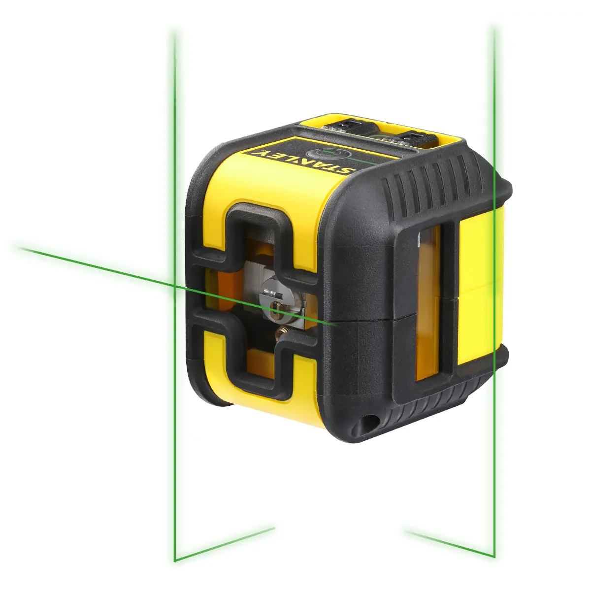 STANLEY Kompakter Linienlaser Cross90 mit grüner Diode, horizontaler und vertikaler Linie mit zusätzlicher vertikaler Linie