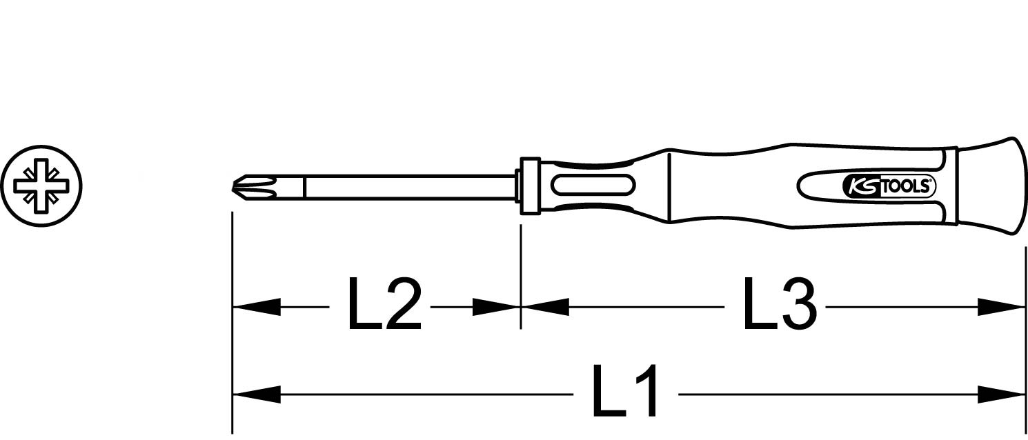 KS Tools Feinmechanik-Schraubendreher, PZ1 x 4mm