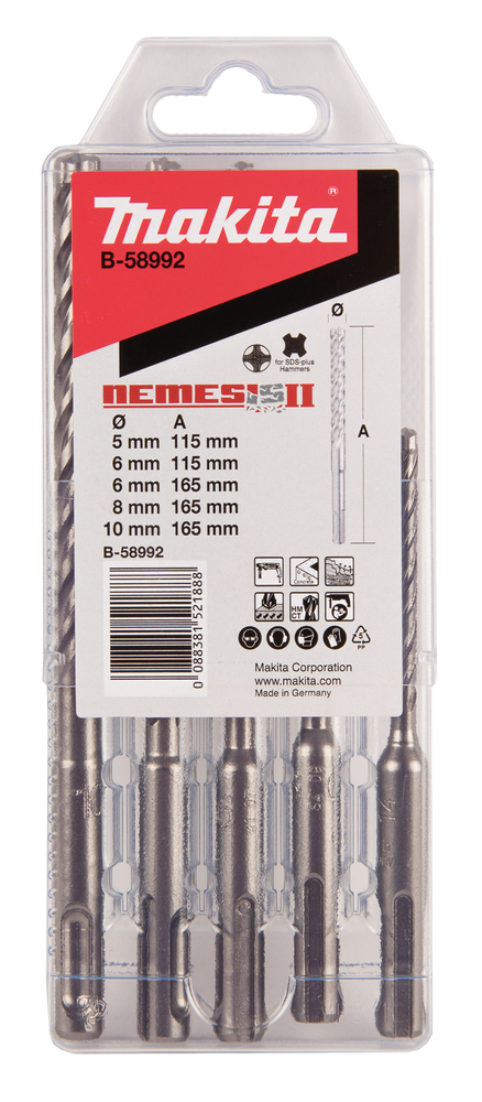 Makita NEMESIS II Bohrerset SDS-PLUS, 5-teilig - SDS-PLUS - B-58992