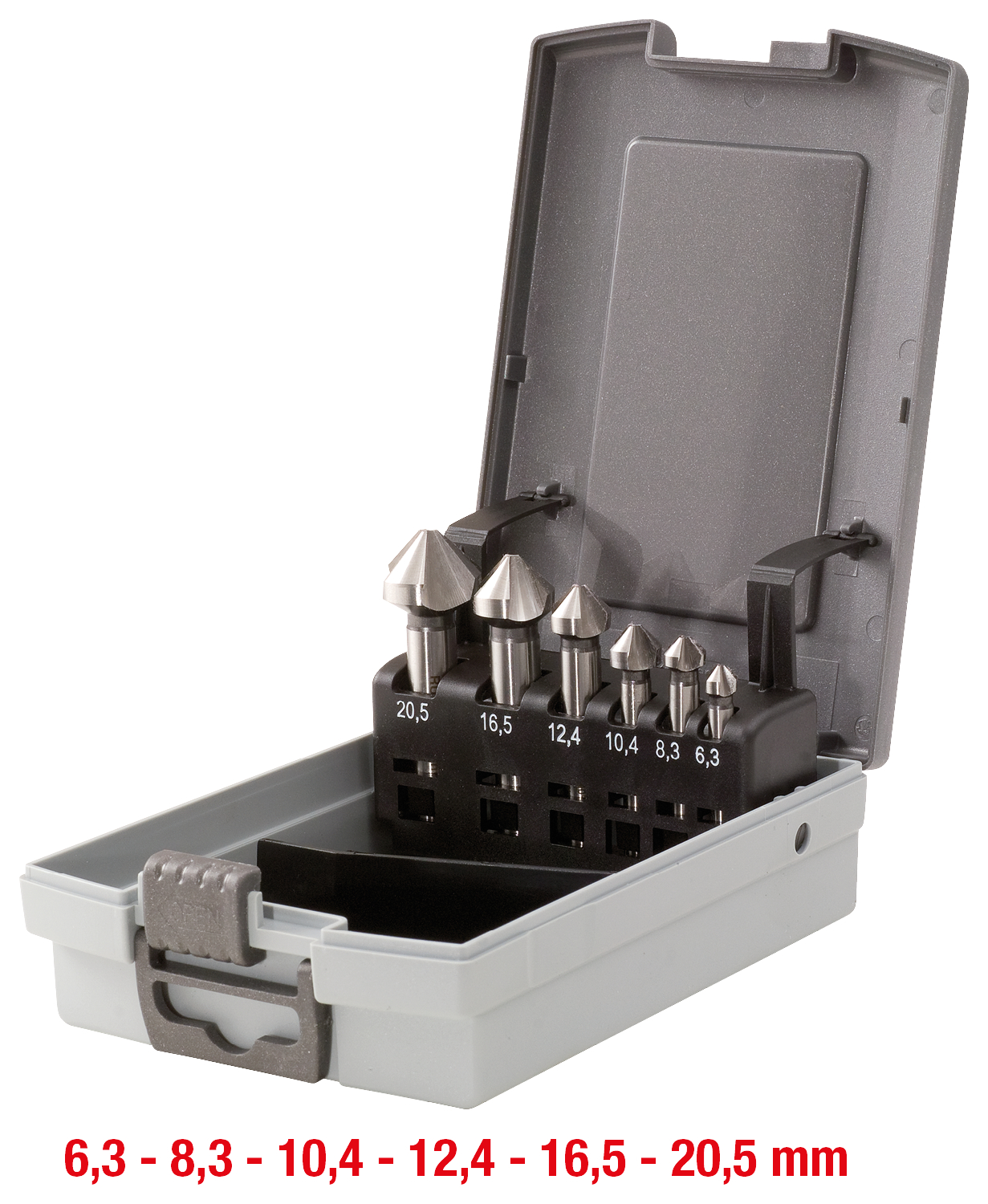 KS Tools HSS Kegel- und Entgratsenker-Satz, Kunststoffkassette 6-tlg