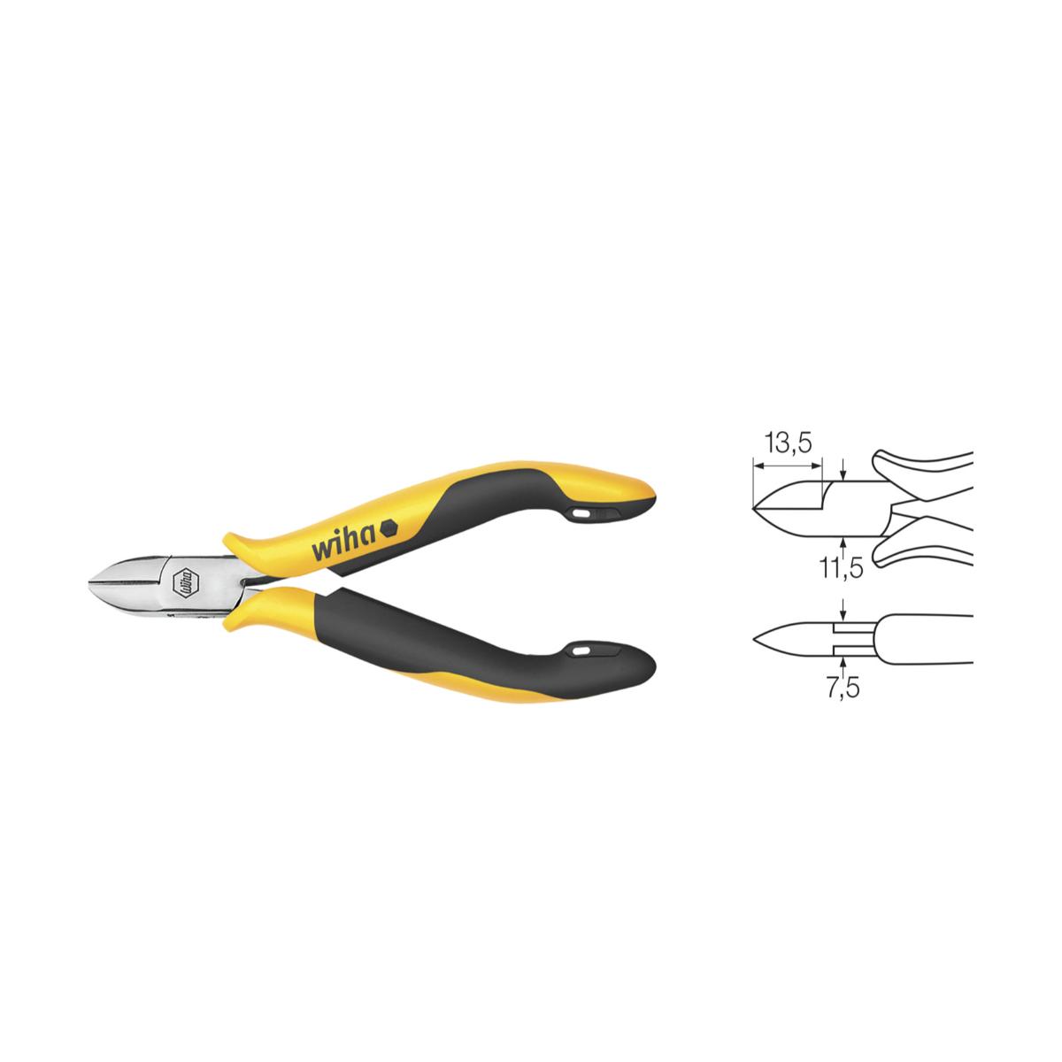 Wiha Seitenschneider Professional ESD breiter, halbrunder Kopf mit Wate - 5 Stück