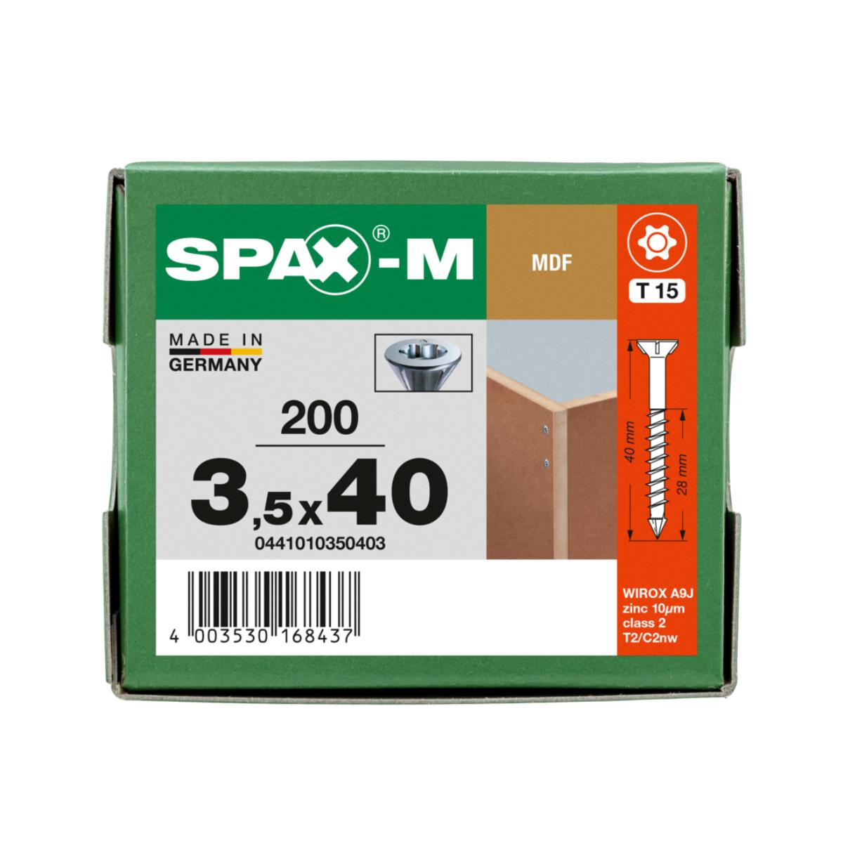 SPAX-M Senkkopf T-Star Plus T15 Teilgewinde Cut WIROX, 200 Stück