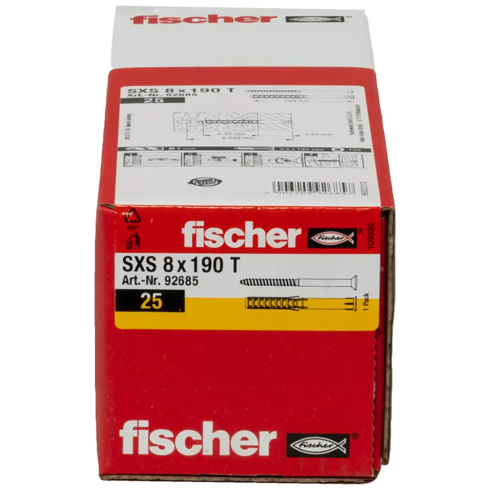 Fischer Langschaftdübel SXS 8x190 T mit Senkkopfschraube