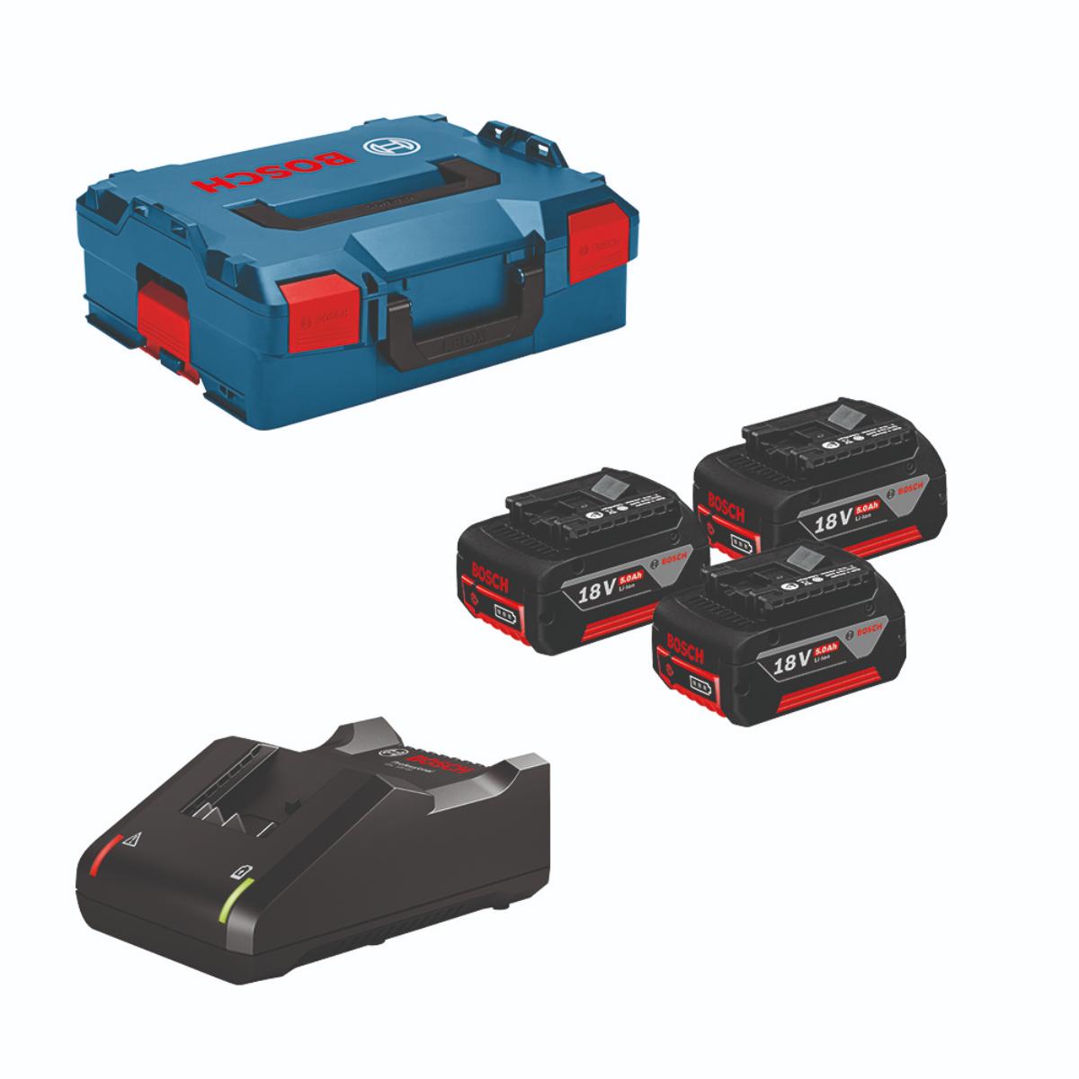 Bosch Professional Set 3x Akku GBA 18V 5.0Ah in L-BOXX