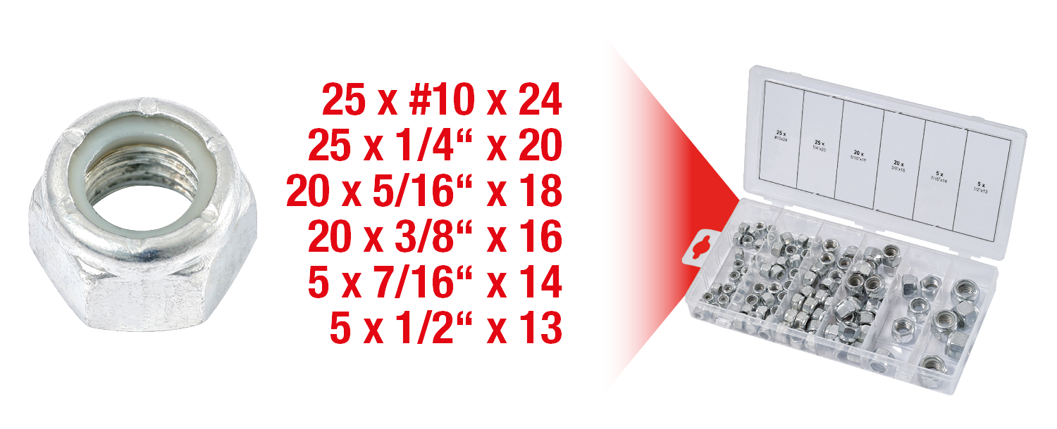 KS Tools Sortiment Muttern, selbstsichernd, UNC, 100-tlg