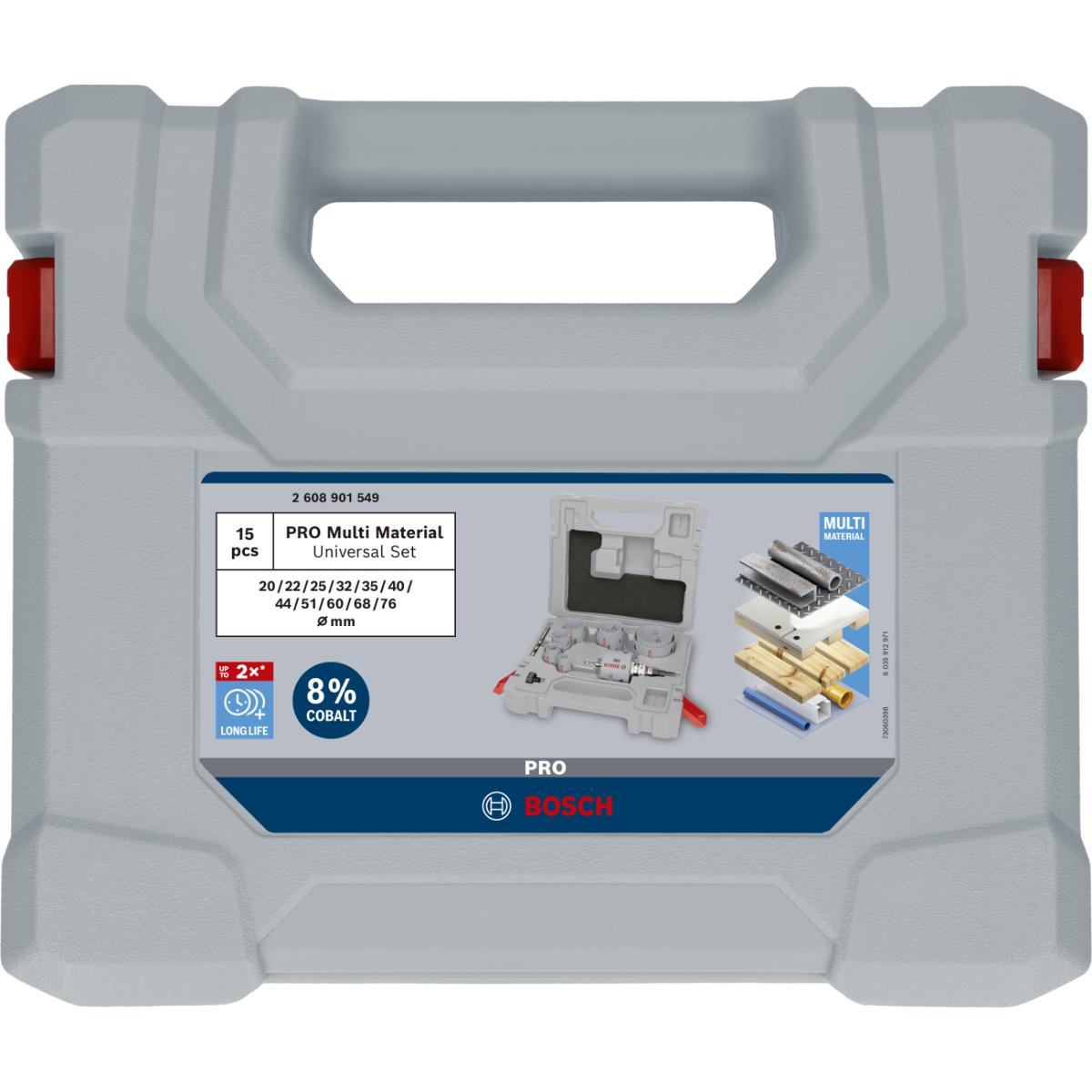 Bosch PRO Multi Material Lochsäge Q-Lock Aufsteckhalter, 15 teiliges Set