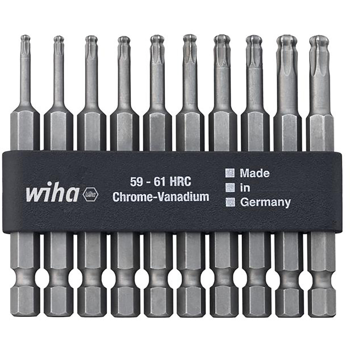 Wiha Bit Set Professional 70 mm TORX Kugelkopf 10-teilges Set 1/4 zoll in Bitleiste