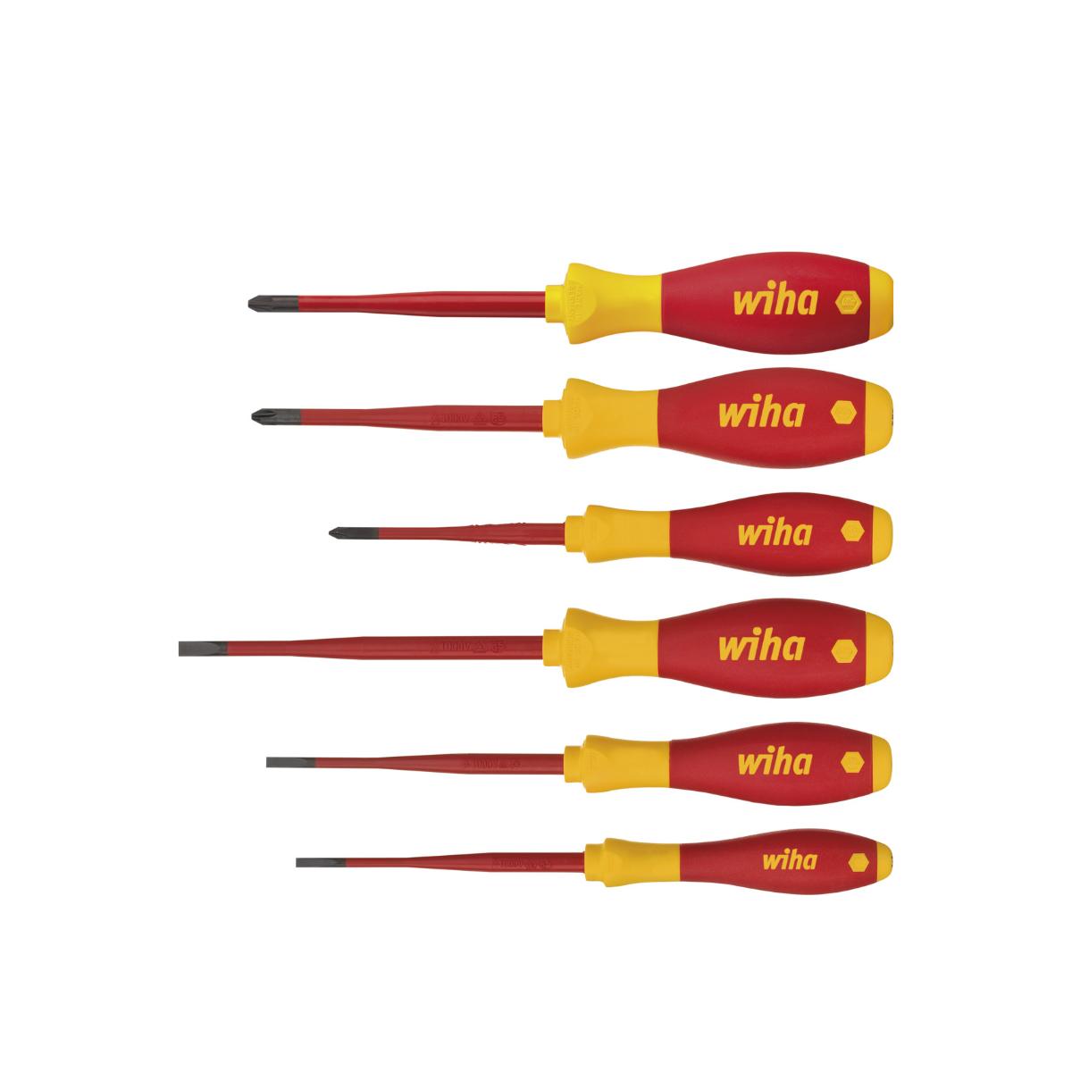 Wiha Schraubendreher Set SoftFinish electric slimFix Schlitz, Phillips, PlusMinus/Pozidriv 6-teilges Set