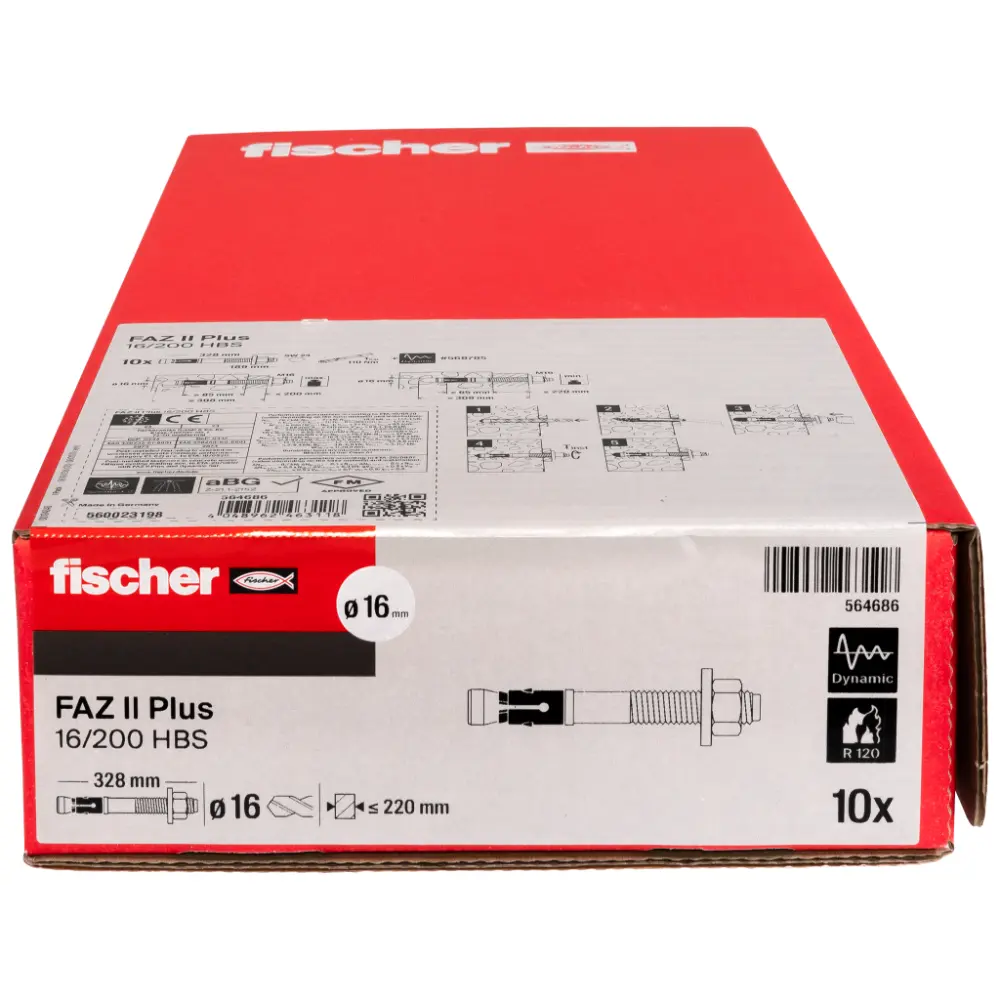 Fischer Bolzenanker FAZ II Plus 16/200 HBS mit U-Scheibe galvanisch verzinkt