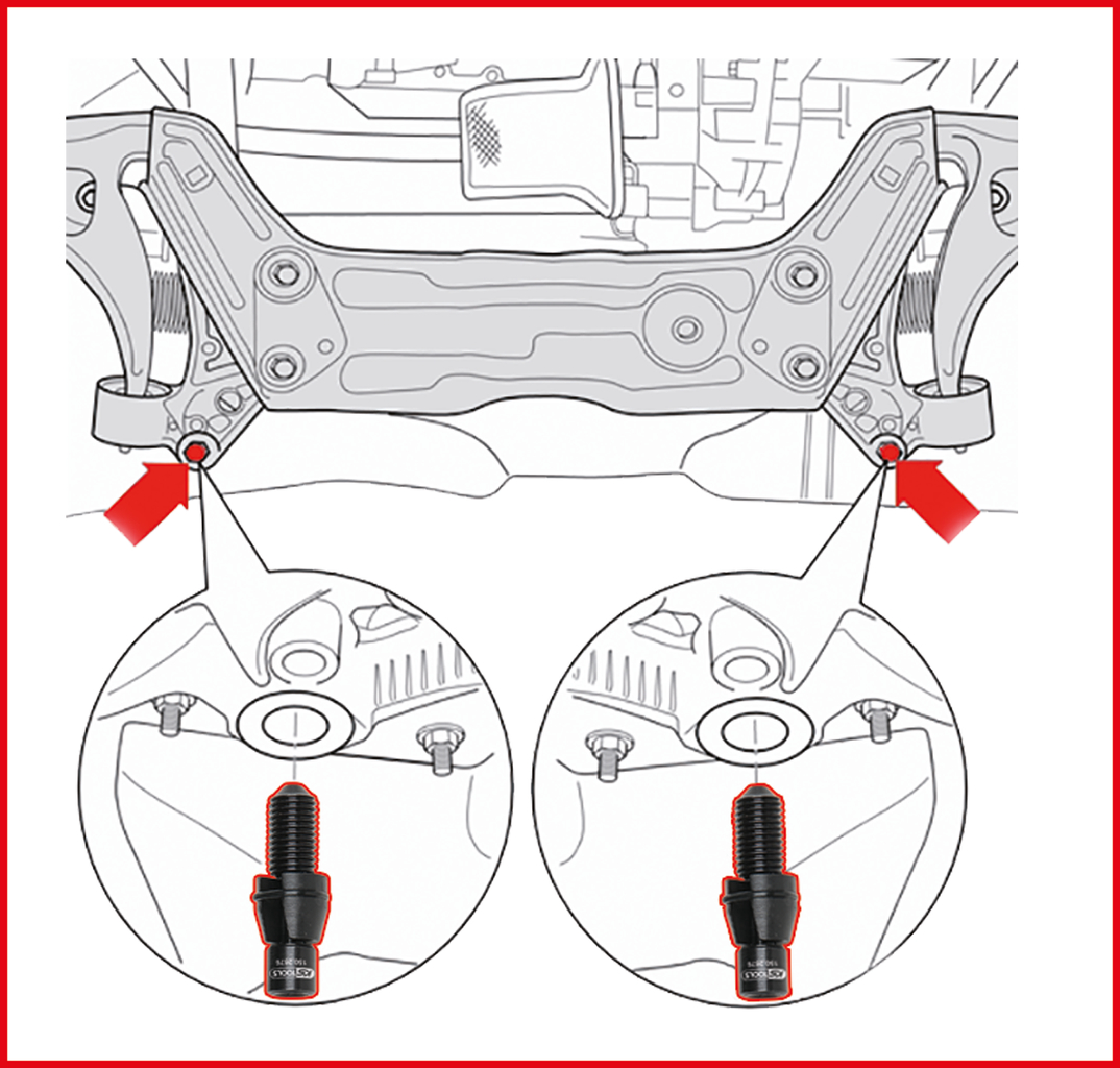 KS Tools VAG Fixierbolzen-Satz für Hilfsrahmen M14 x 1,5, 4-tlg