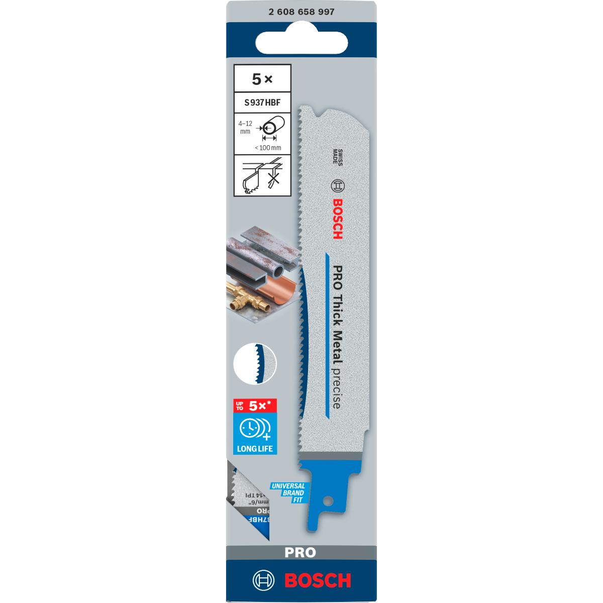 Bosch PRO Thick Metal precise S937HBF Blatt,1,1 x 25 x 150 mm - 5 Stück