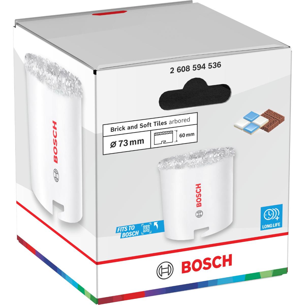 Bosch Brick and Soft Tile Lochsäge mit Aufsteckhalter, 73 x 60 mm