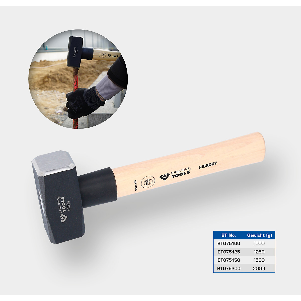 Brilliant Tools Fäustel mit Hickory-Stiel