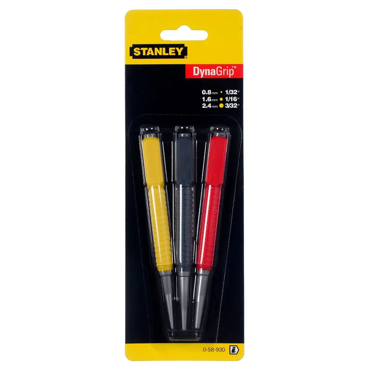 STANLEY Nageltreiber Set DynaGrip Set 0,8-1,6-2,4 mm