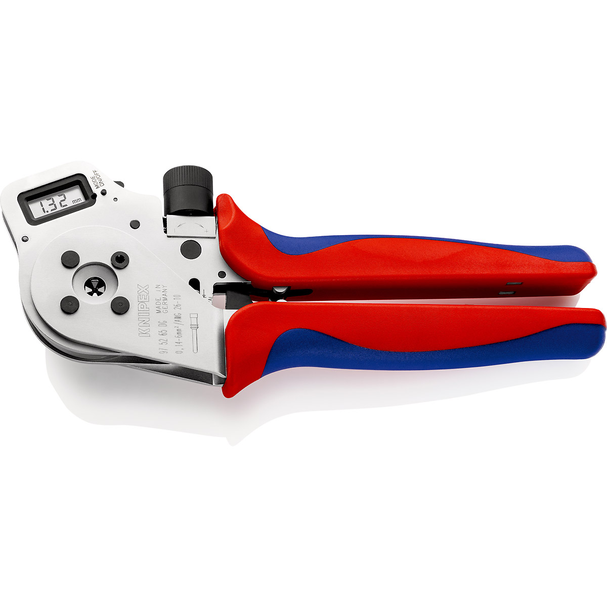 KNIPEX Vierdornpresszange für gedrehte Kontakte 250 mm verchromt mit Mehrkomponenten-Hüllen