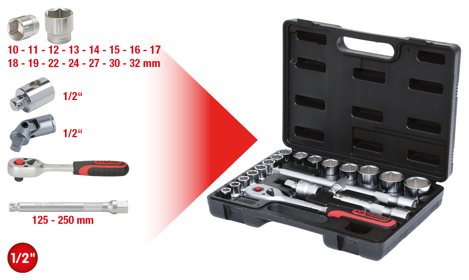 KS Tools 1/2" Steckschlüssel-Satz, 20-tlg
