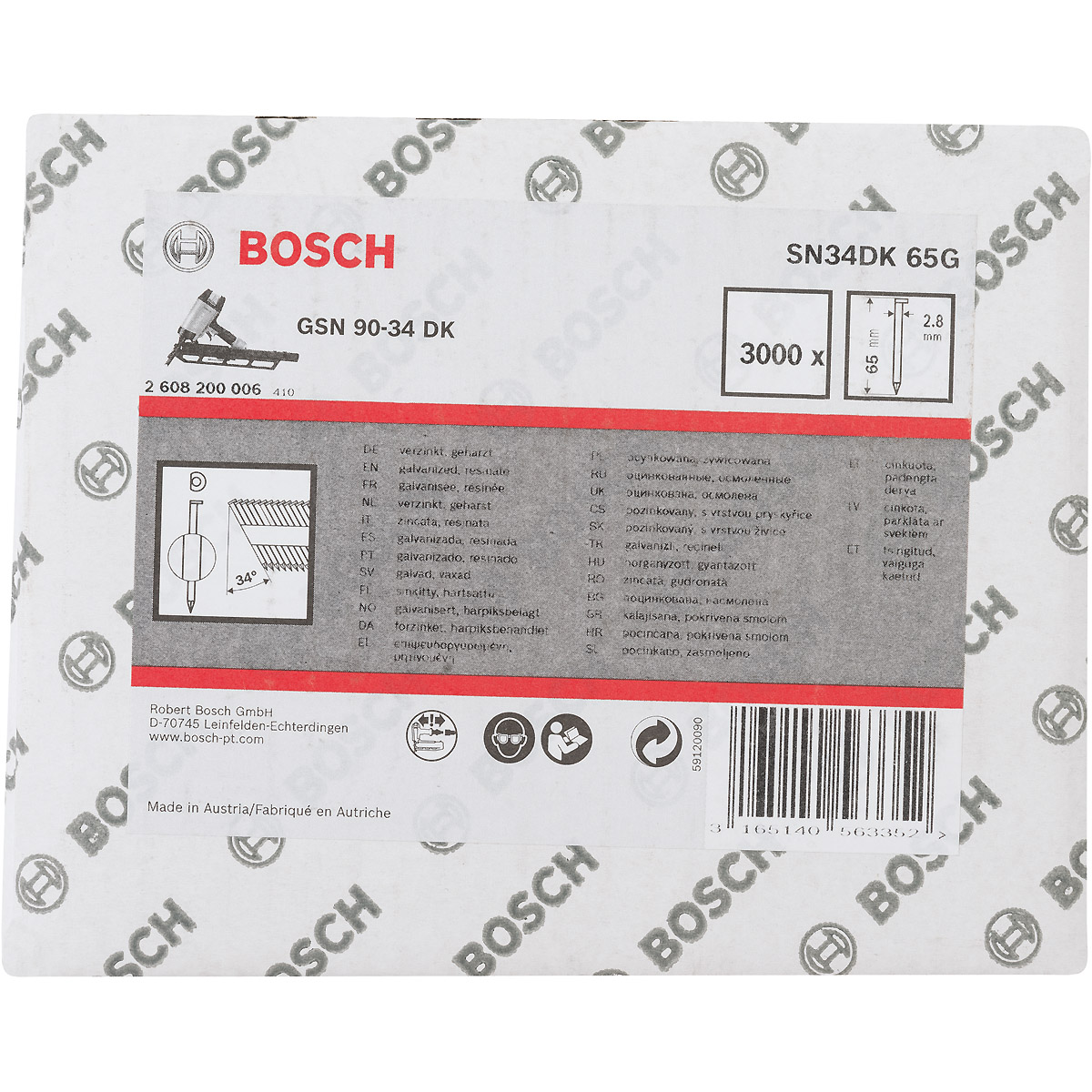 Bosch D-Kopf Streifennagel, verzinkt, glatt