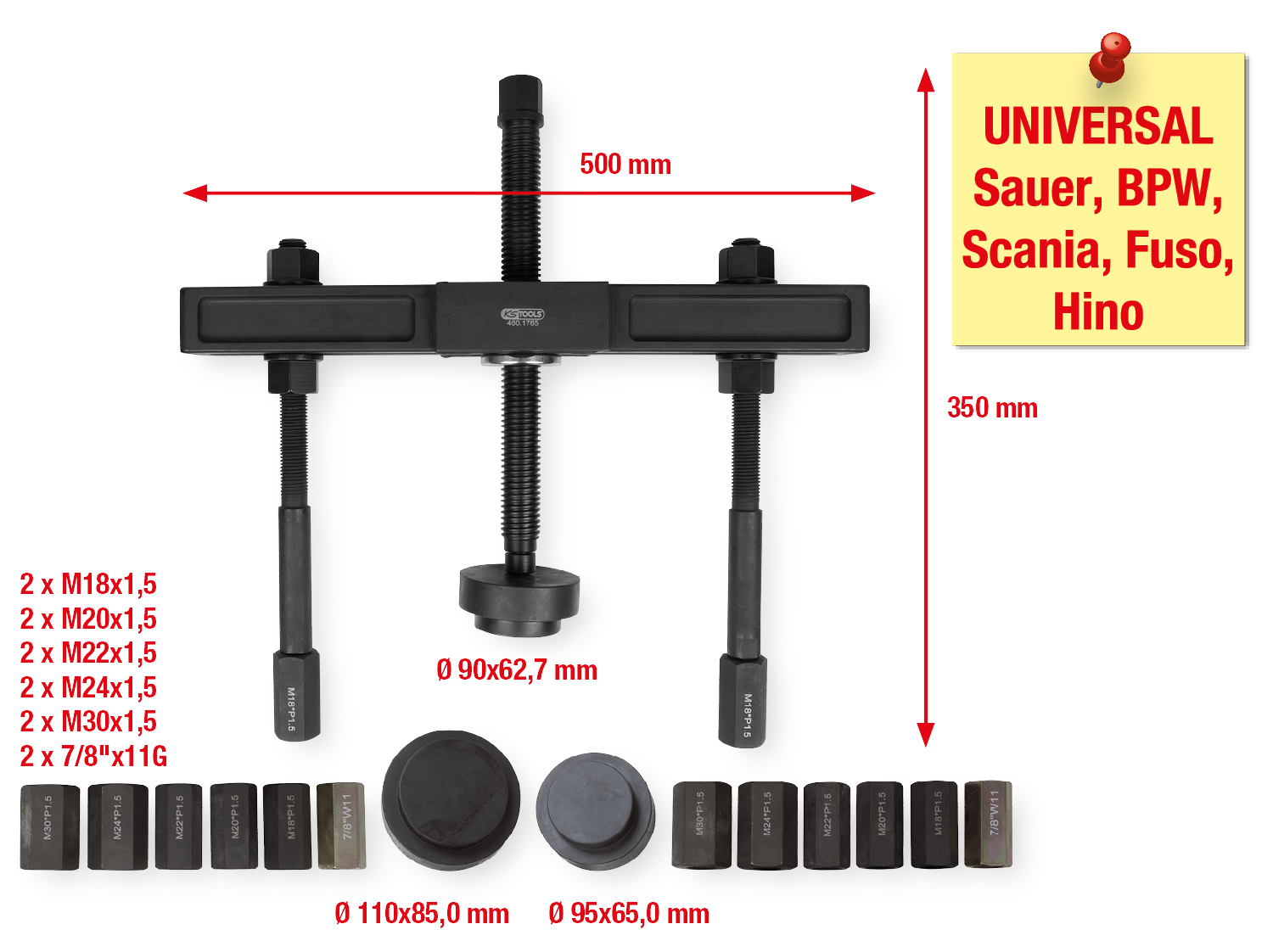 KS Tools Universal Radnaben-Abzieher-Satz, 27-tlg 