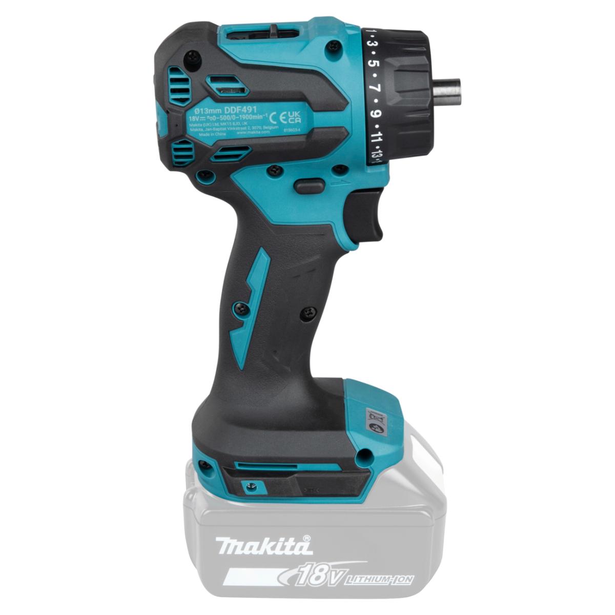 Makita Akku-Bohrschrauber mit Wechselkopfsystem mit 1x Bohrfutter 13 mm LXT 18V - DDF491Z