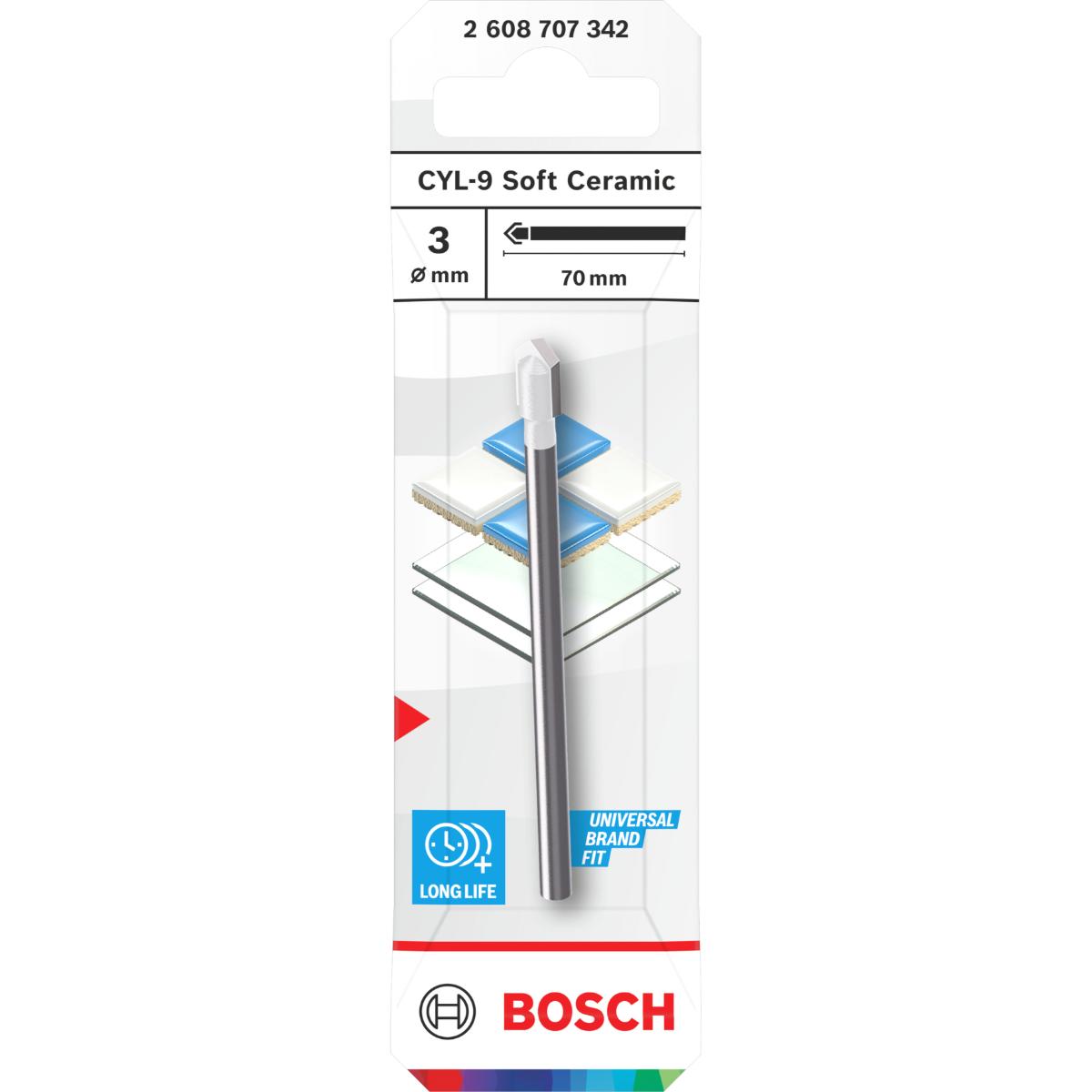 Bosch CYL-9 Soft Ceramic Bohrer, 3 x 70 mm