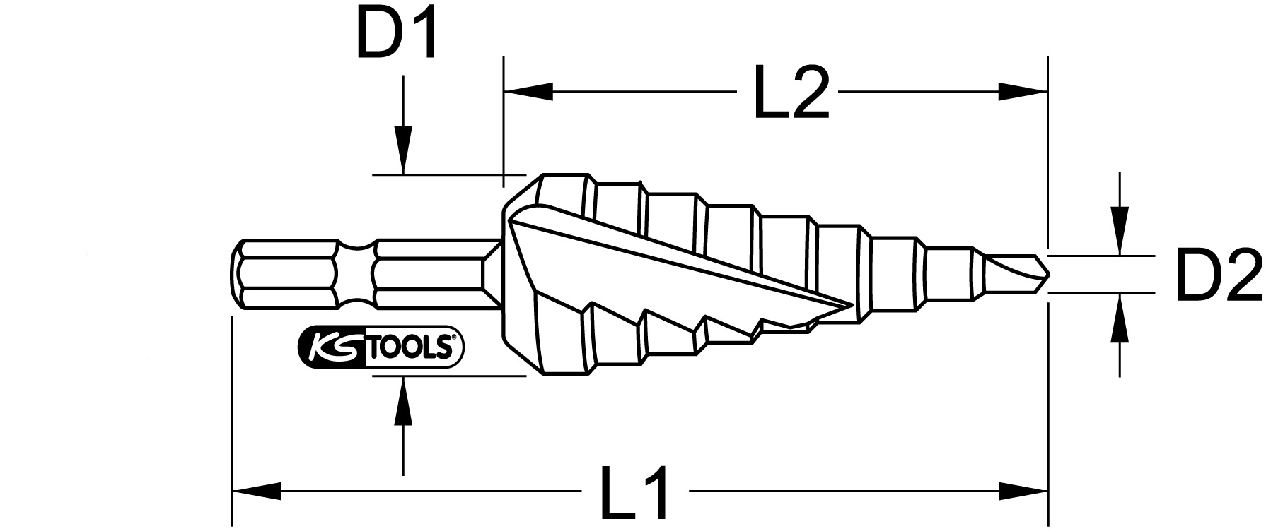 KS Tools 1/4" HSS Stufenbohrer-Bit