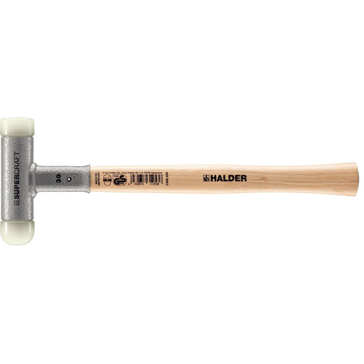 HALDER SUPERCRAFT - Schonhammer rückschlagfrei mit Hickorystiel mit Hickorystiel, Nylon