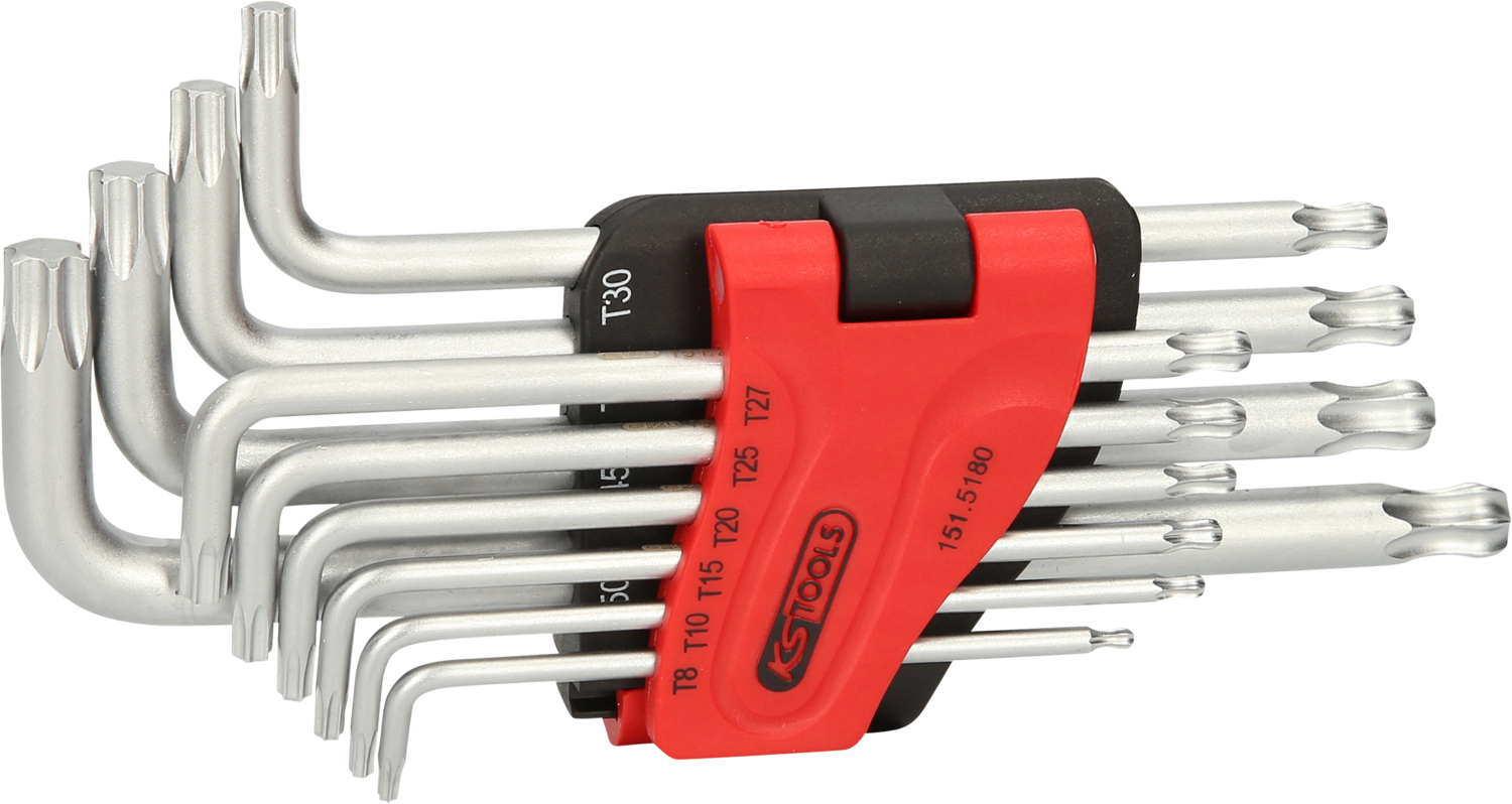 KS Tools Kugelkopf-Torx-Winkelstiftschlüssel-Satz, lang, 10-tlg