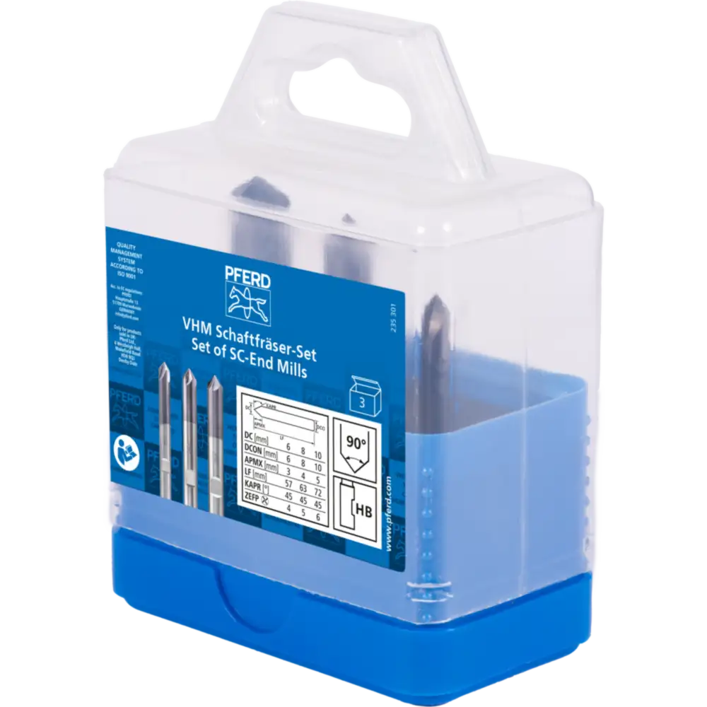 PFERD TOOLS VHM Entgratfräser Set 3-tlg. ⌀ 6/8/10 mm 90° TiAlN Schaft HB Universal Line