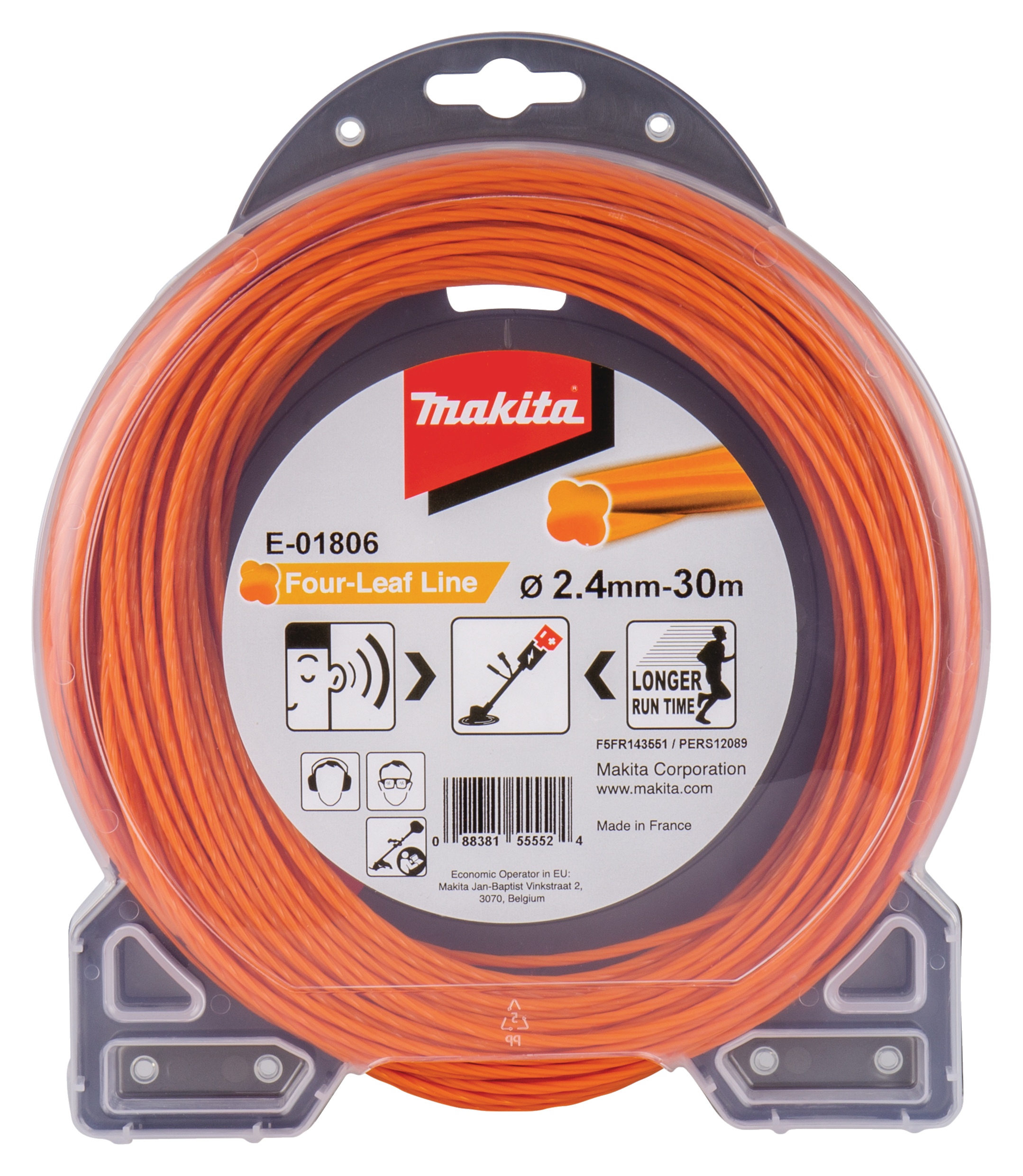 Makita Mähfaden Four-Leaf, 2,4 mm - 30 m - orange - E-01806