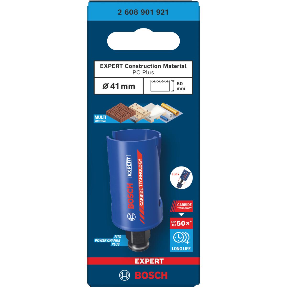 Bosch EXPERT Construction Material Power Change Plus Lochsäge, 41 x 60 mm