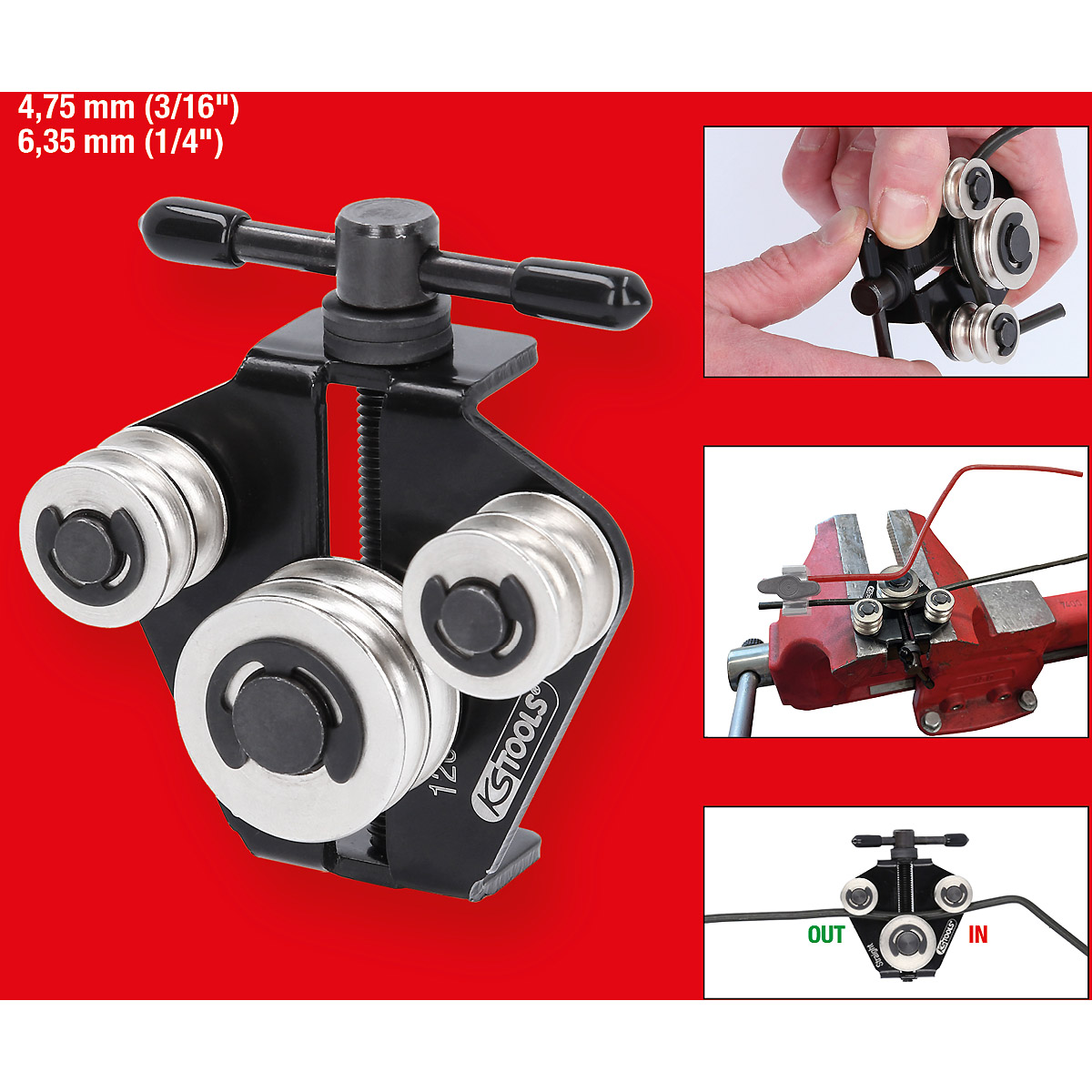 KS Tools Bremsleitungs-Richtwerkzeug / - Biegewerkzeug, 4,75 mm (3/16“) + 6,35 mm (1/4“)