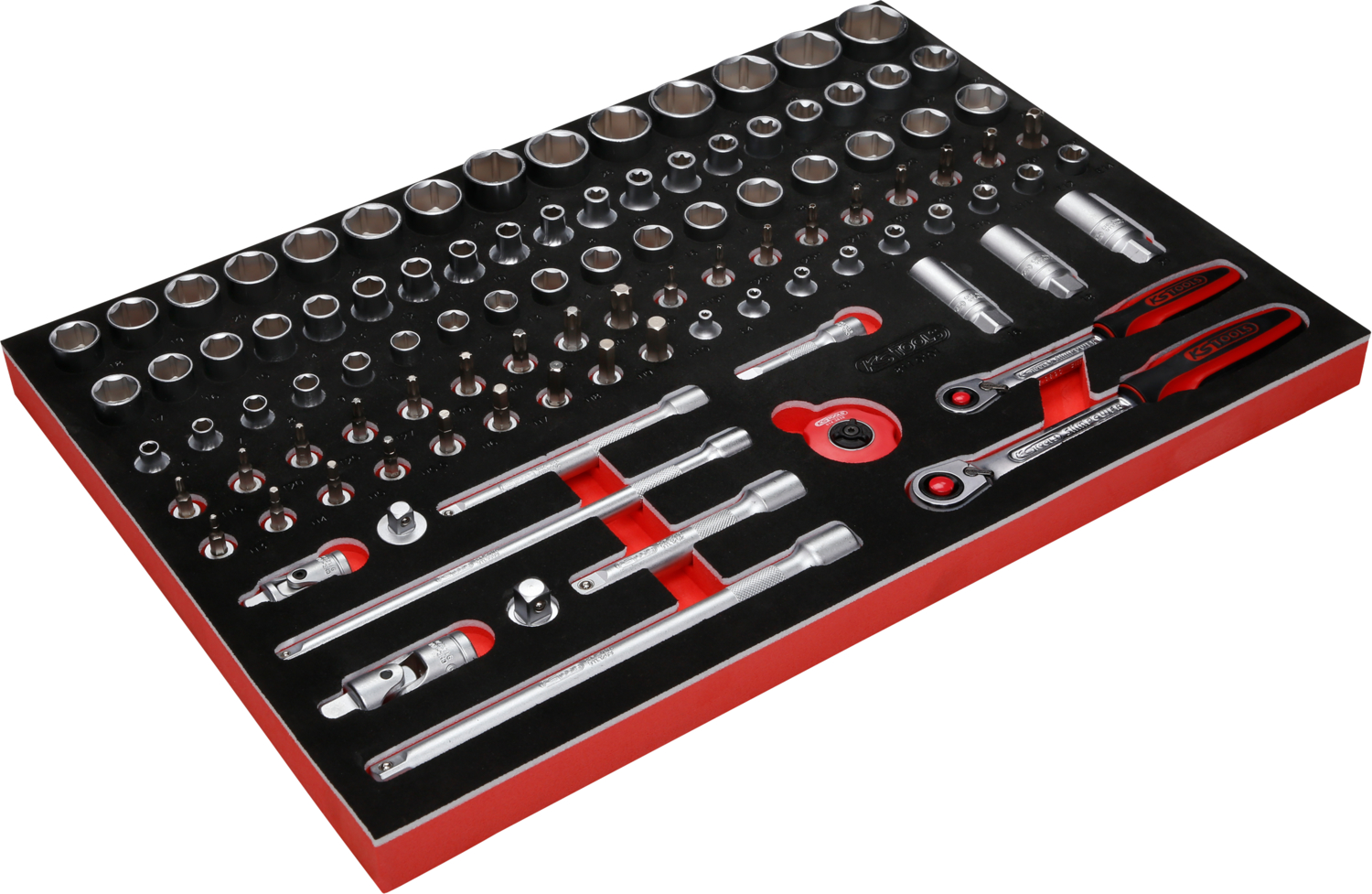 KS Tools 3-8'' + 1-2'' Steckschlüssel-Satz in Schaumstoffeinlage, 101-tlg