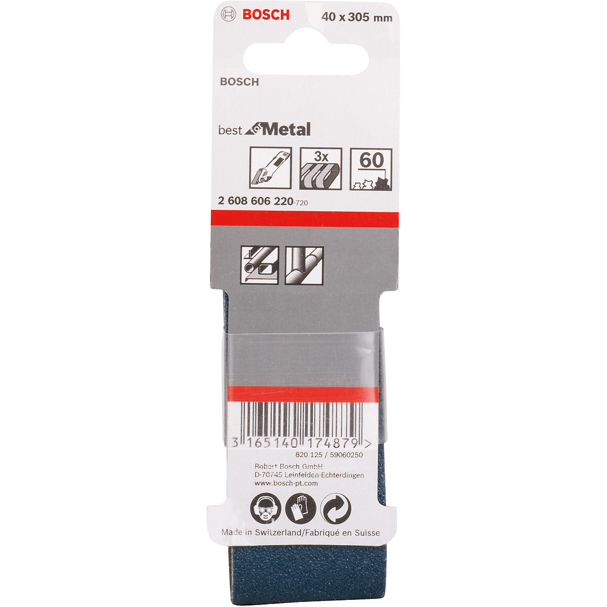 Bosch Schleifband-Set X450, Expert for Metal, 3-teilig, 40 x 305 mm