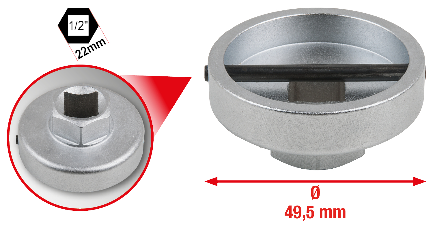 KS Tools 1/2" Ölfilterschlüssel, SW 49,5mm