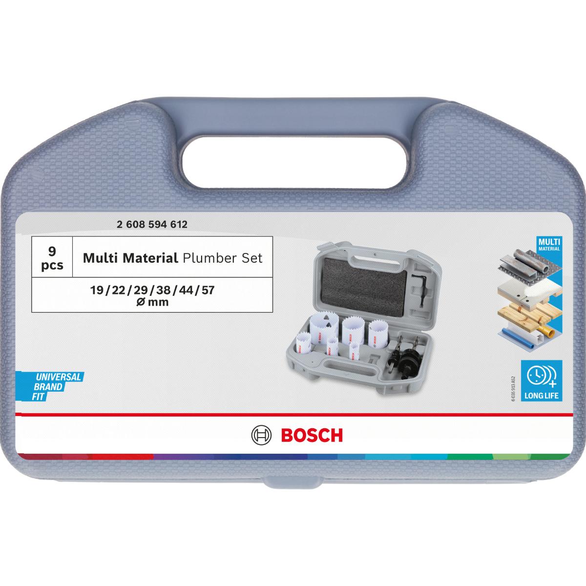 Bosch Multi Material Lochsägen mit Gewinde, 19, 22, 29, 38, 44, 57 x 40 mm, 9-teiliges Set
