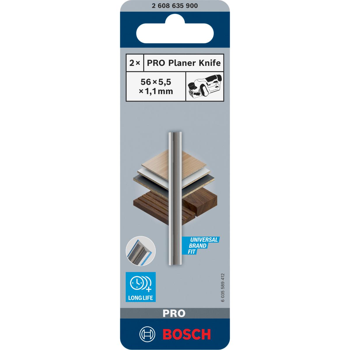 Bosch PRO Hobelmesser, 56 x 5,5 x 1,1 mm, 2 Stück