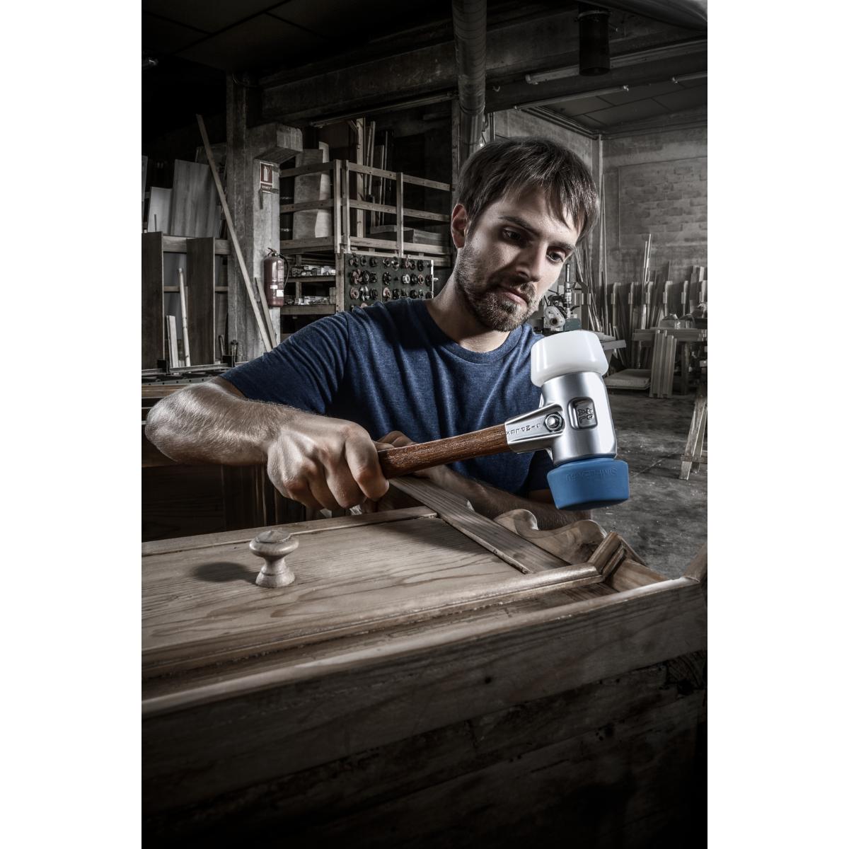 HALDER SIMPLEX - Schonhammer mit Aluminiumgehäuse und Holzstiel, TPE-soft / Superplastik