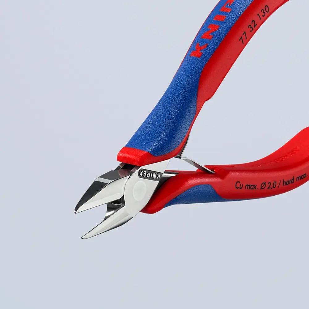 KNIPEX Elektronik-Seitenschneider mit durchgestecktem Gelenk mit Mehrkomponenten-Hüllen 130 mm